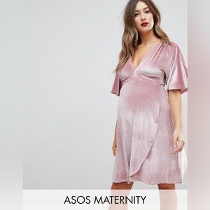 NWT dusty pink velvet ASOS maternity dress